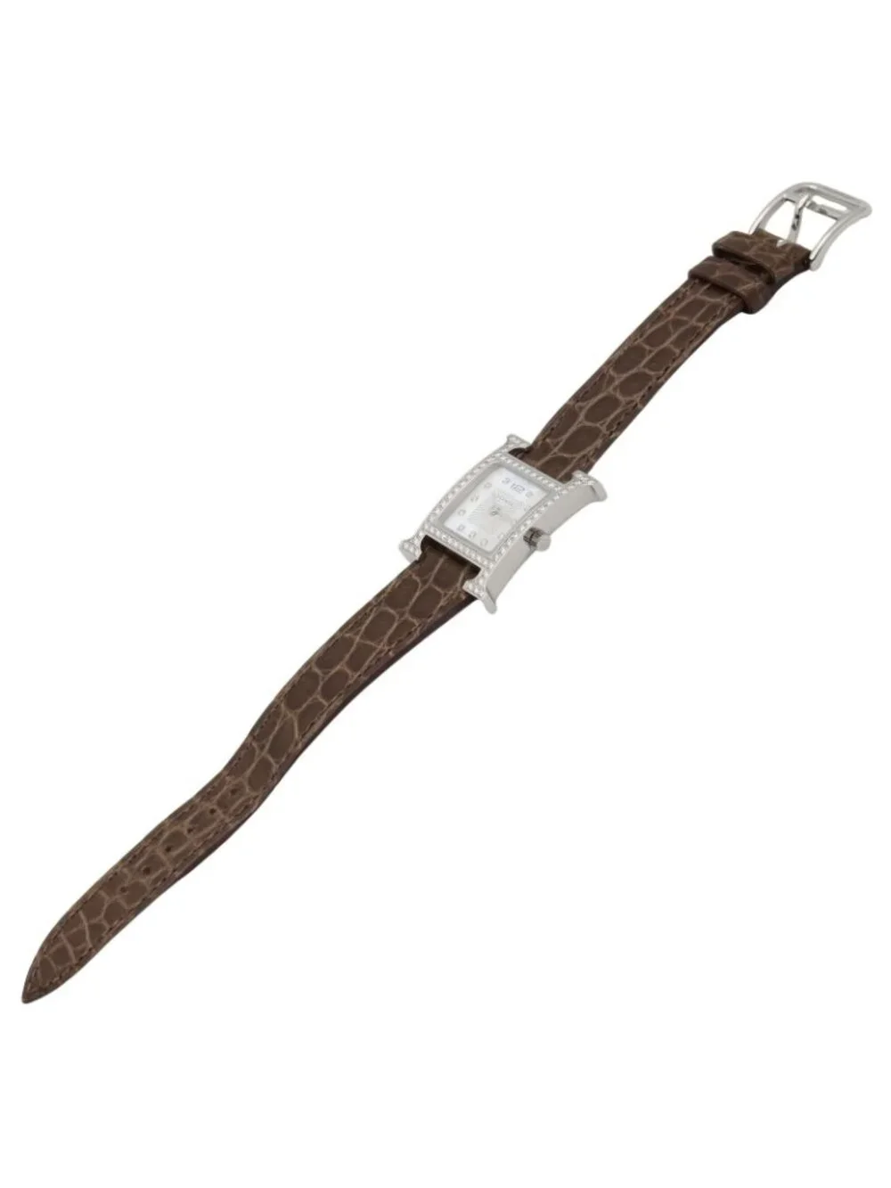 Hermes Watch White Shell Stainless Steel Diamond